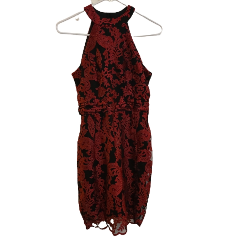 NWT Honey & Rosie Halter Collar Lace Overlay Dress